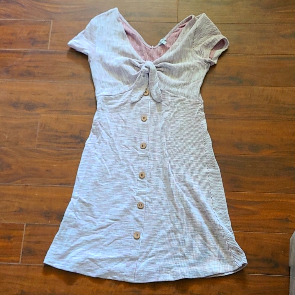 Brand: Kismet Size: XS Details: Striped red, pink and white ish dress.